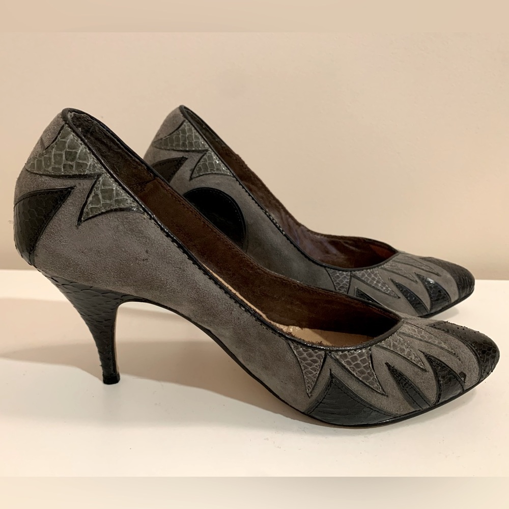 Vintage Suede & Snakeskin Heels